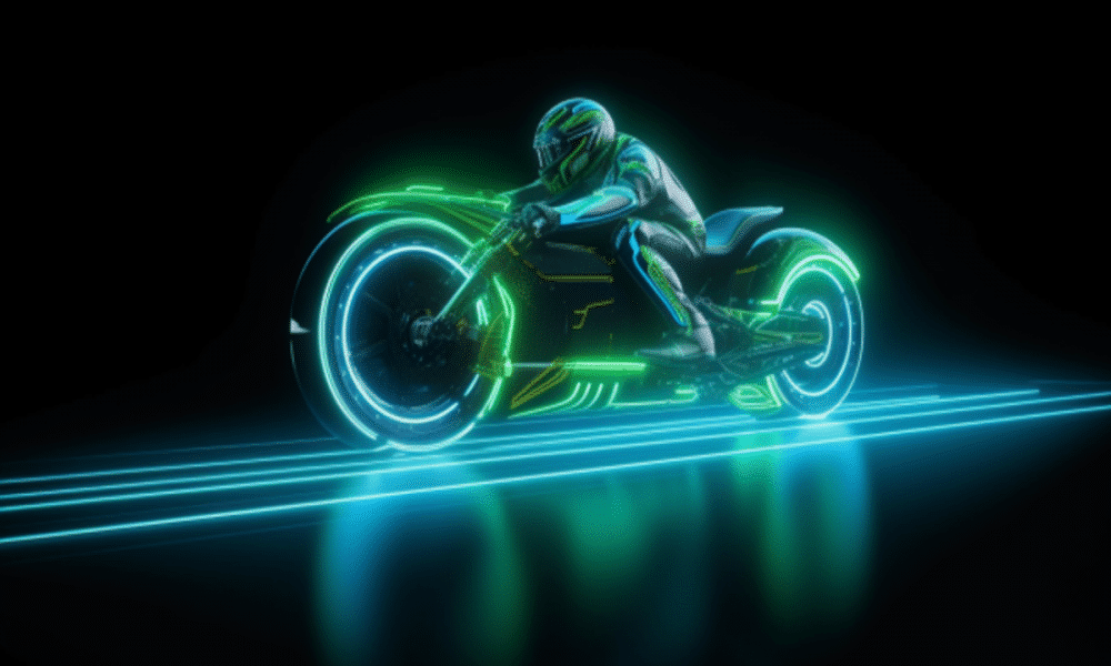 Ambcrypto an image of a green and blue tron motorcycle. the mot f4f055a2 51d3 490f 852a 078d6c185f99 1200x900 1000x600.png