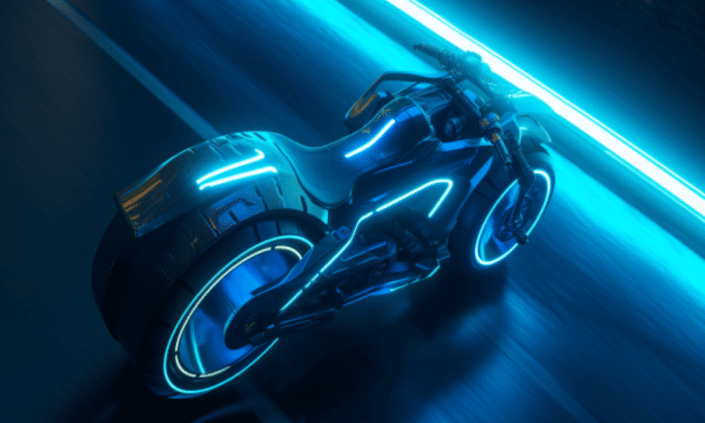 Ambcrypto a blue tron motorcycle moving along an empty highy. t 5a727b80 b621 4374 8898 45bf410ea1d9 1200x900 1000x600.png