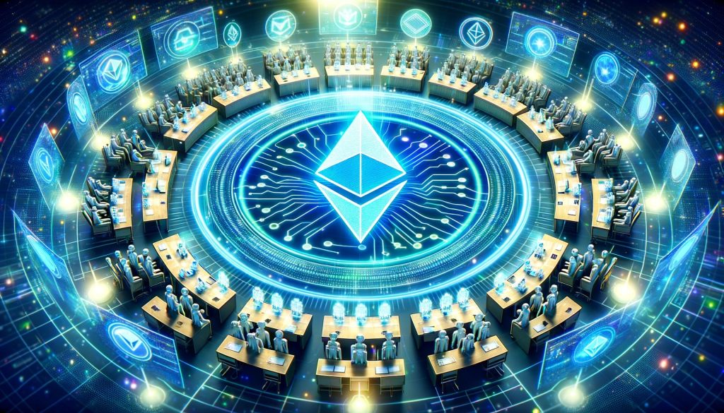 Dall·e 2023 12 15 16.47.17 Modify The Cover Image To Make It More Eye Catching In A Thumbnail View Using A Similar Motif But With An Enlarged Ethereum Eth Logo. The Image Sti.jpg