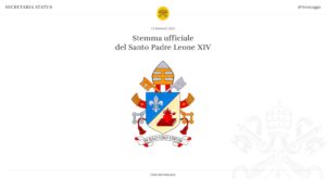 brasão, lema e assinatura do papa Leão XIV